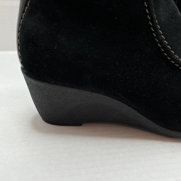Pajar Wedge Suede Ankle Boots Black Contrast Stitch Shearling Lined Zipper‎ 8.5 - Picture 3 of 15